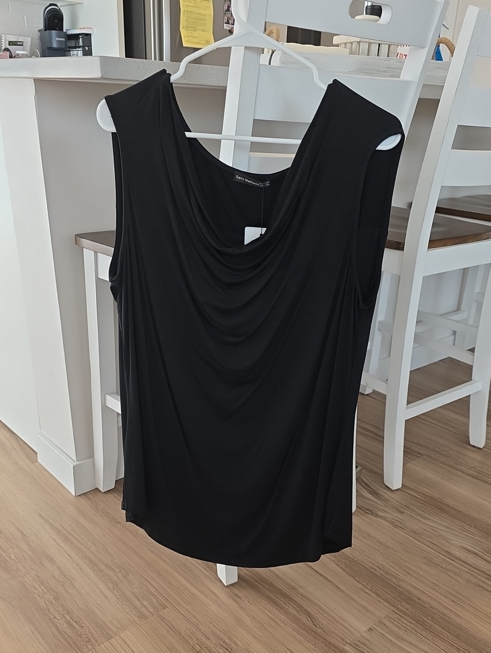 Black Draped Neck Sleeveless Women's Top - Classic & Elegant
